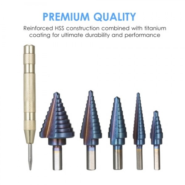 50 Sizes HSS Step Drill Bit Set (5pcs)