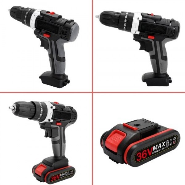 36V Multifunctional Impact Electric Cordless Drill High-power Lithium Battery Wireless Rechargeable Hand Drills Brush Motor Home