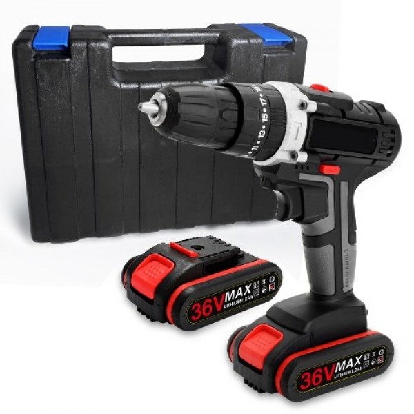 36V Multifunctional Impact Electric Cordless Drill High-power Lithium Battery Wireless Rechargeable Hand Drills Brush Motor Home