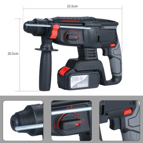 21V Brushless Heavy Duty 4 Function Rotary Hammer Drill 1 Inch SDS-plus Adjustabl Grip Handle 980 RPM Cordless Drill Demolition 