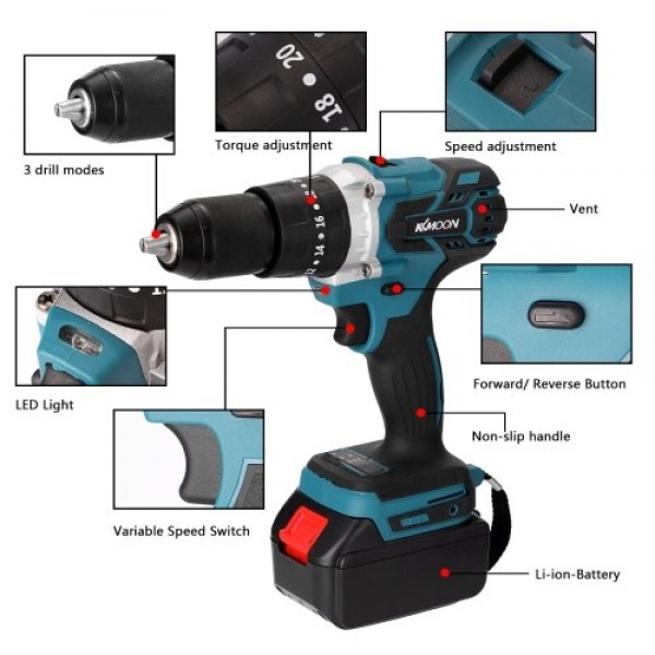 Household 3in1 Multifuctional Electric Drill Mini Screwdriver Rotation Ways Torques Adjustable