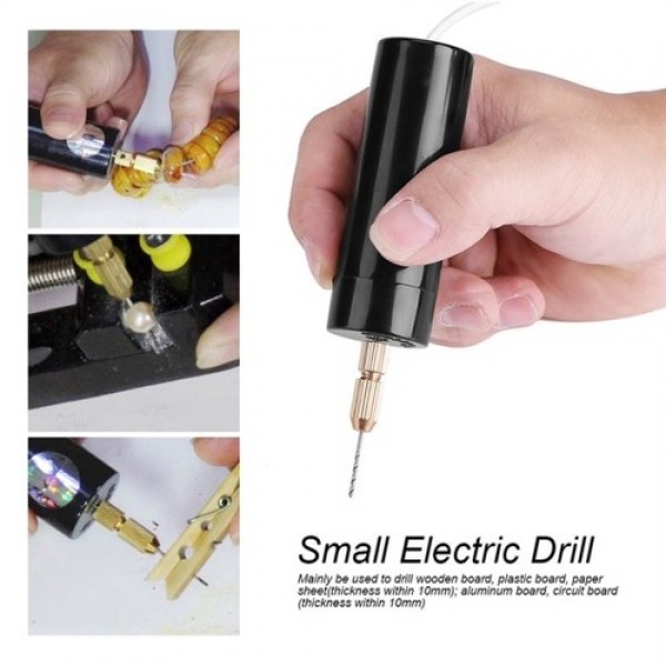 Portable Mini Electric Drills Handheld Micro USB Drill with 3pc Bits Diy Craft Tools