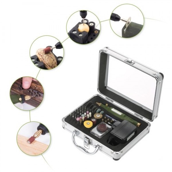 Multi-functional Mini Electric Grinder Variable Speed Rotary Tool and Accessories Kit Electric Drill Grinding Milling Engraving 