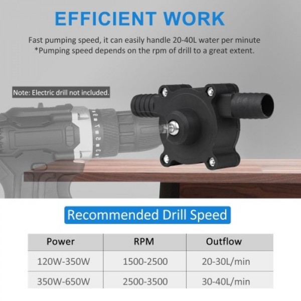 Portable Drill Pump Self Priming Oil Fluid Water Transfer Pump Emergency Bilge Pump Watering Fish Tank Pump for All Drills and F