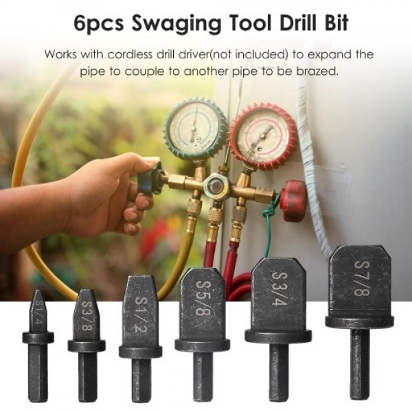 6pcs Swaging Tool Drill Bit Set Tube Pipe Expander...