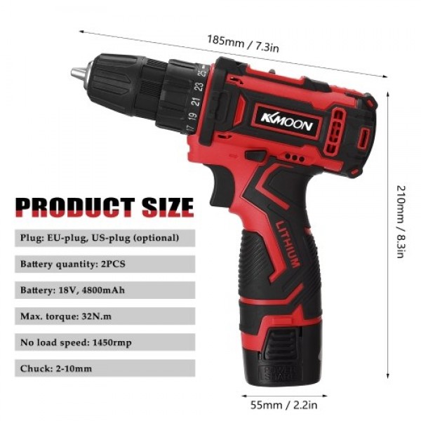 18V Multifunctional Electric Cordless Drill High-power Lithium Battery Wireless Rechargeable Hand Drills Brush Motor Home DIY El