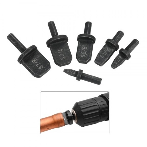 6pcs Swaging Tool Drill Bit Set Tube Pipe Expander for Air Conditioner Refrigeration HVAC Installtion and Repair