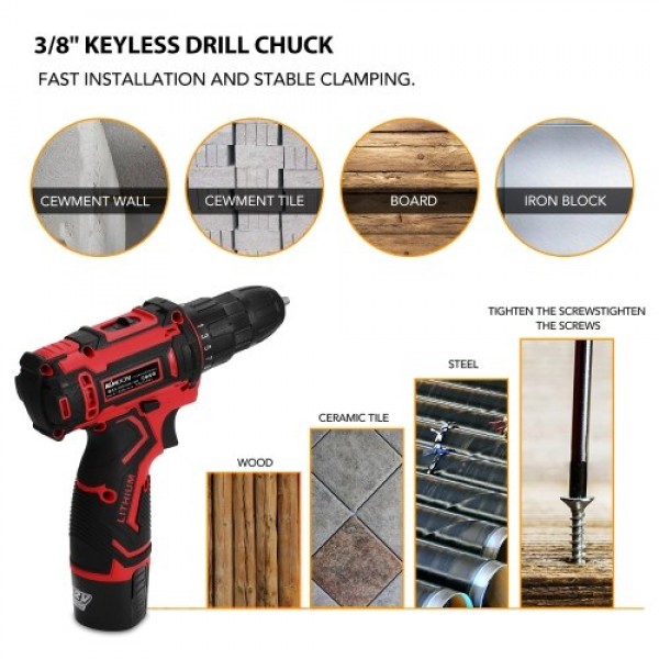 12-Voltage Multifunctional Electric Cordless Drill...