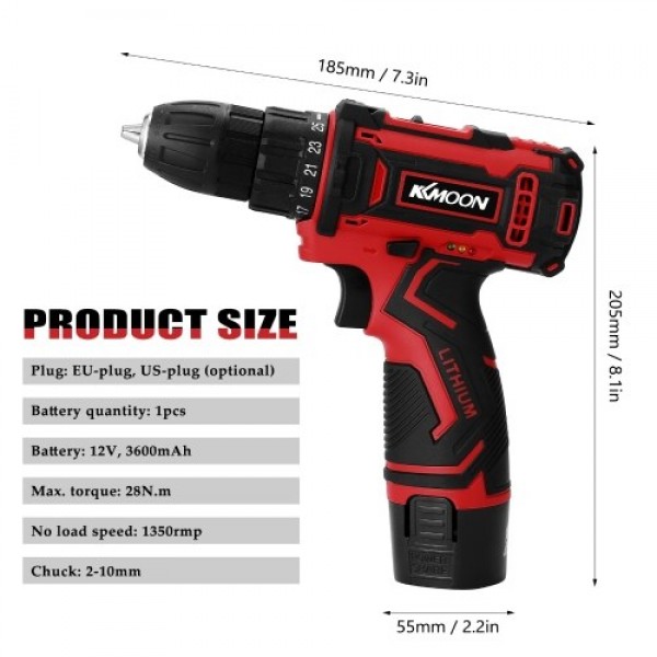 12-Voltage Multifunctional Electric Cordless Drill High-power Lithium Battery Wireless Rechargeable Hand Drills Brush Motor Home