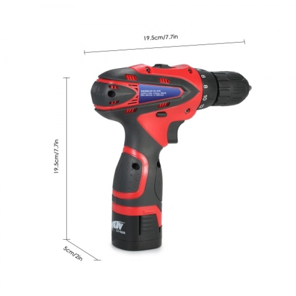 16.8V Lithium-Ion Two-speed Multi-functional Electric Cordless Drill Rechargeable Screwdriver with LED Light