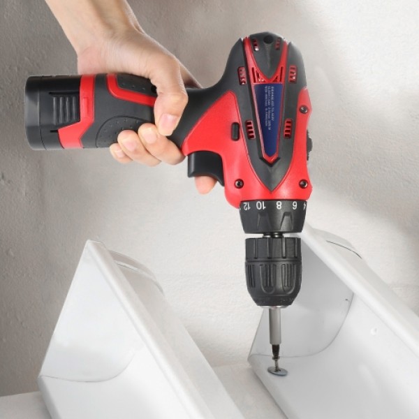 16.8V Lithium-Ion Two-speed Multi-functional Electric Cordless Drill Rechargeable Screwdriver with LED Light