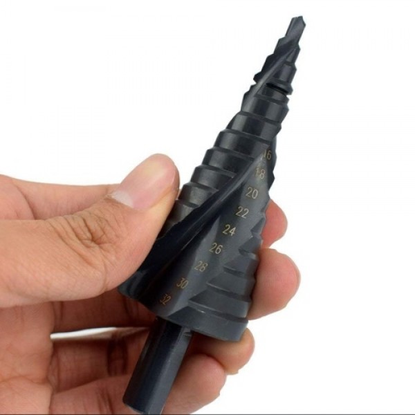 3Pcs 4-32MM HSS Stepped Drill Bit Set High-speed Steel Spiral for Metal Cone Triangle Shank Hole