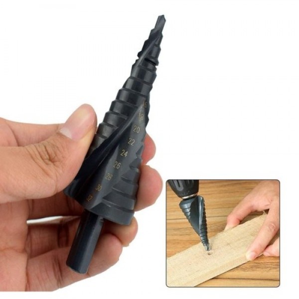 3Pcs 4-32MM HSS Stepped Drill Bit Set High-speed Steel Spiral for Metal Cone Triangle Shank Hole
