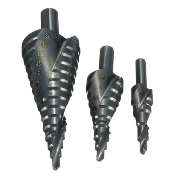 3Pcs 4-32MM HSS Stepped Drill Bit Set High-speed S...