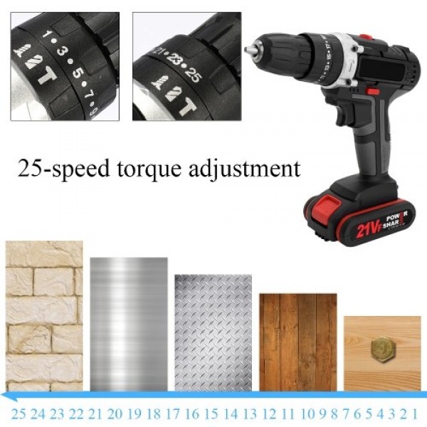 36V Multifunctional Impact Electric Cordless Drill High-power Lithium Battery Wireless Rechargeable Hand Drills Brush Motor Home