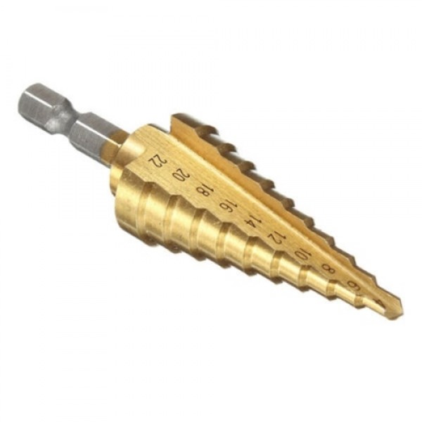 1Pc High-speed Steel Step Cone Dril Bit 4-22MM HSS Hexagonal Shank Titanium Step Cone Drill Bit for Drilling Holes