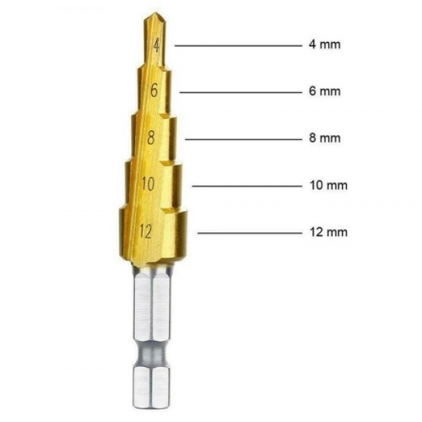 3Pcs/Set Hexagonal Shank High-speed Steel Step Con...