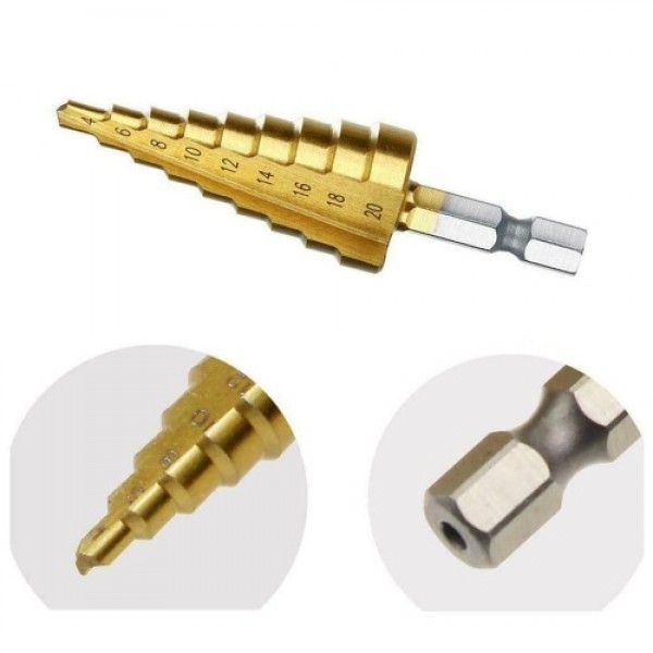 3Pcs/Set Hexagonal Shank High-speed Steel Step Cone Dril Bits 3-12mm/4-20mm/4-12mm Hole Cutter with Pouch