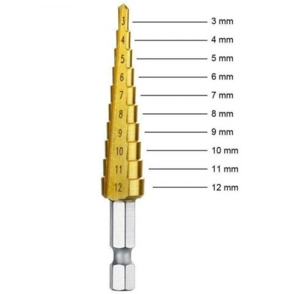 3Pcs/Set Hexagonal Shank High-speed Steel Step Cone Dril Bits 3-12mm/4-20mm/4-12mm Hole Cutter with Pouch