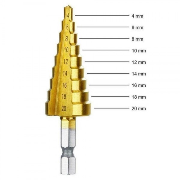 3Pcs/Set Hexagonal Shank High-speed Steel Step Cone Dril Bits 3-12mm/4-20mm/4-12mm Hole Cutter with Pouch