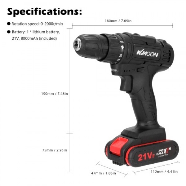 21VF Household Multifuctional Electric Drill Mini Screwdriver Rotation Ways Speeds Torques Adjustable