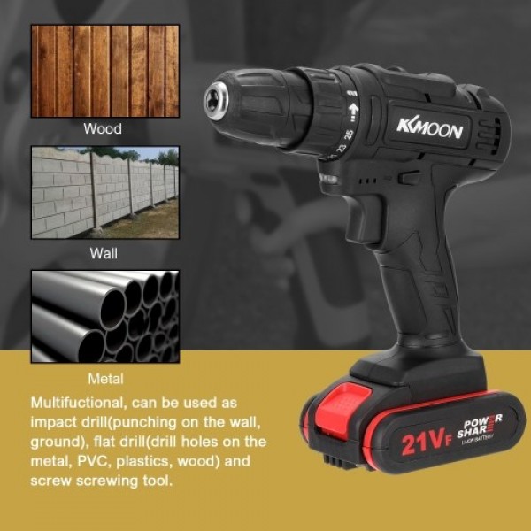 21VF Household Multifuctional Electric Drill Mini Screwdriver Rotation Ways Speeds Torques Adjustable