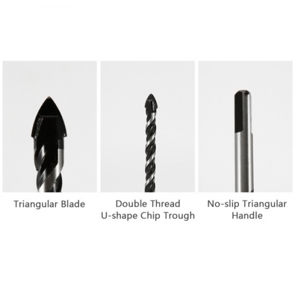 Masonry Drill Bits 10PCS for Tile Brick Glass Plastic Porcelain Marble Wood Ceramic Wall Mirror with 5 6 8 10 12mm Black