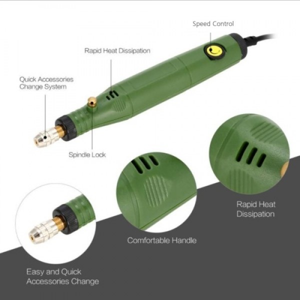 Electric Rotary Tool Kit Multi-Purpose with 10pcs Accessories for Light-Duty DIY Crafting Polishing Waxing Drilling Engraving US
