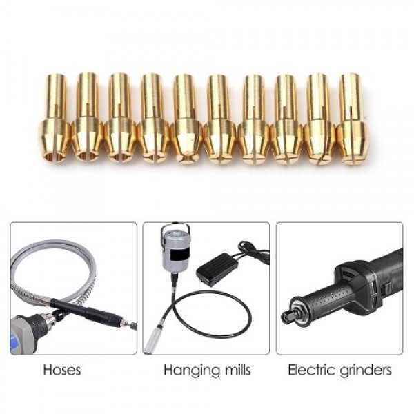 Rotary Tool Accessories Kit Saw Blade Mandrel Mini Drill Chuck Rotary Dedicated Locator Rotary Tools 0.5-3.2mm Brass Collet Set 