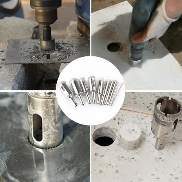 Diamond Drill Bit Set 10Pcs Hole Saw 3-18mm for Diamond Coating Carbon Steel Glass Ceramics Porcelain Tile Brick Marble