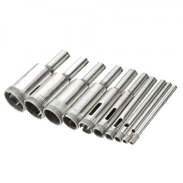 Diamond Drill Bit Set 10Pcs Hole Saw 3-18mm for Di...
