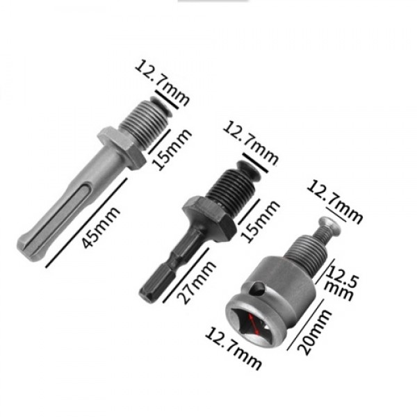 3 PCS Chuck Adapter Conversion Includes Electric Wrench Conversion Socket, Hex Shank, Round Shank