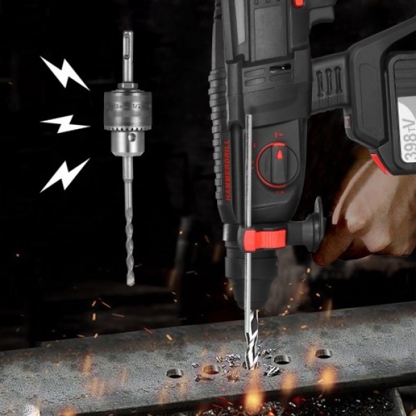 21V Brushless Heavy Duty 4 Function Rotary Hammer Drill 1 Inch SDS-plus Adjustable Grip Handle 980 RPM Cordless Drill Demolition
