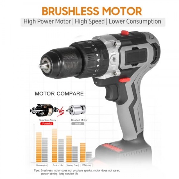 Cordless Drill Driver 21V 6.0A Battery Max Torque 200N.m 1/2 Inch Metal Keyless Chuck 20+3 Position 0-1550RMP Variable Speed Imp