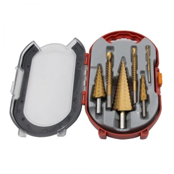 6 PCS Step Drill Bit and Saw Drill Set HSS Drill B...