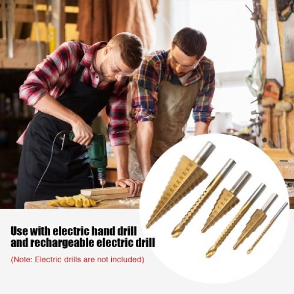6 PCS Step Drill Bit and Saw Drill Set HSS Drill B...