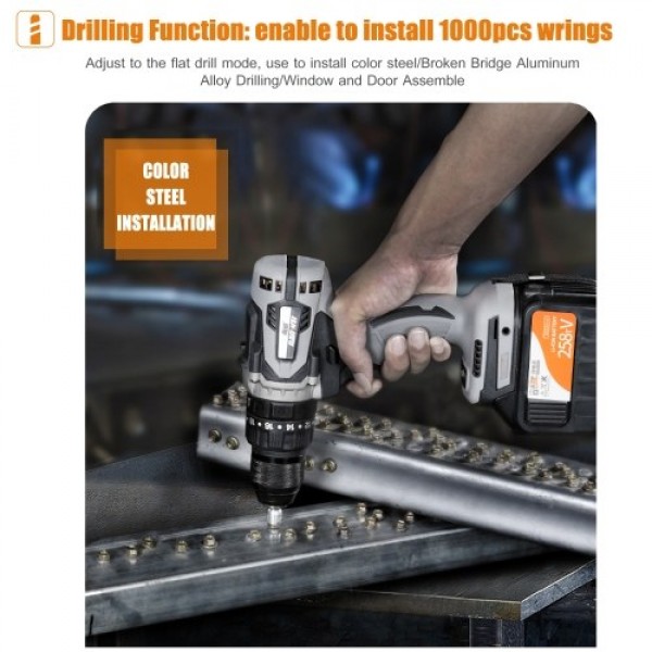 21V 6.0A Cordless Drill Driver Batteries Max Torque 200N.m 1/2 Inch Metal Keyless Chuck 20+3 Position 0-1550RMP Variable Speed I