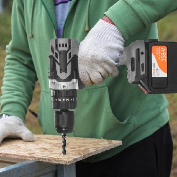 21V 6.0A Cordless Drill Driver Batteries Max Torque 200N.m 1/2 Inch Metal Keyless Chuck 20+3 Position 0-1550RMP Variable Speed I