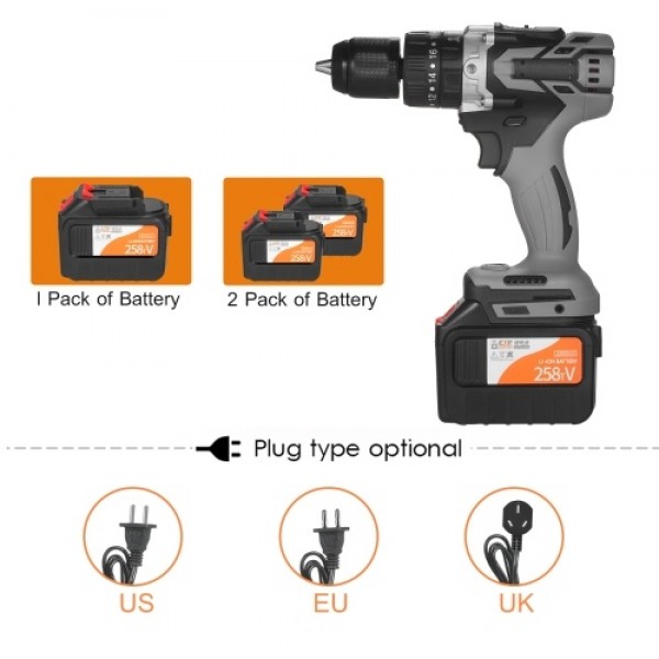21V 6.0A Cordless Drill Driver Batteries Max Torque 200N.m 1/2 Inch Metal Keyless Chuck 20+3 Position 0-1550RMP Variable Speed I