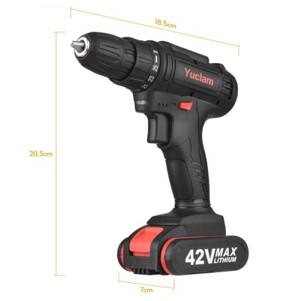 Cordless Screwdriver Yuclam Electric Screwdriver Two-Speed Rechargeable Drill with LED Light 25+1 Torque Flexible Shaft 3/8 Inch