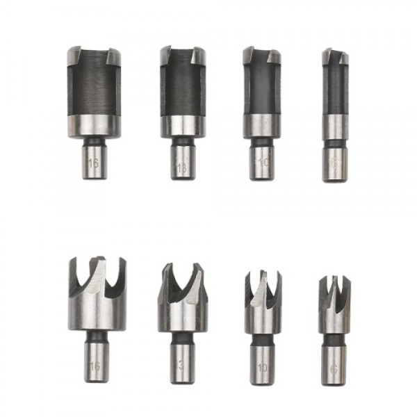 8Pcs Woodworking Chamfer Drilling Tool Wood Plug C...