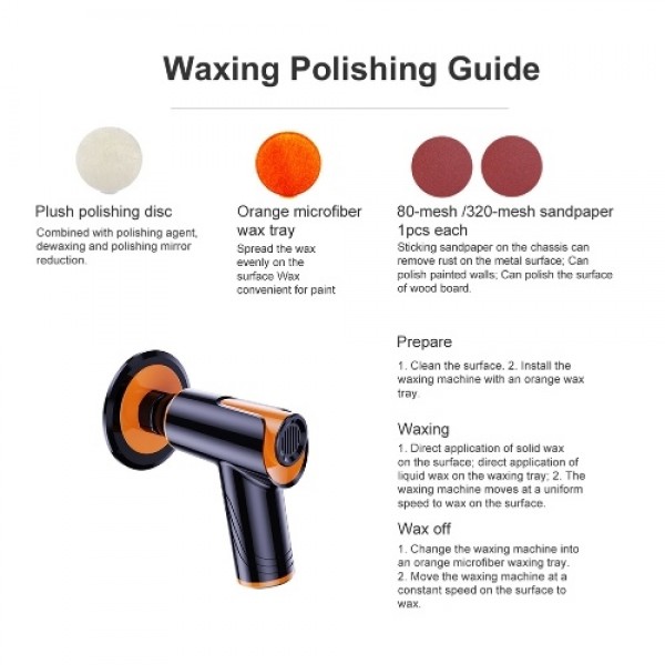 100W 1800rpm Multifunctional Cordless Car Polishing Waxing Machine Portable Car Waxing Tool Two Speed Adjustable