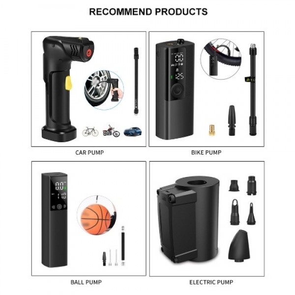 Portable Car Air Pump 150PSI Rechargeable Air Compressor Touchscreen Electric Tire Inflator with LED Light Pressure Detection Au