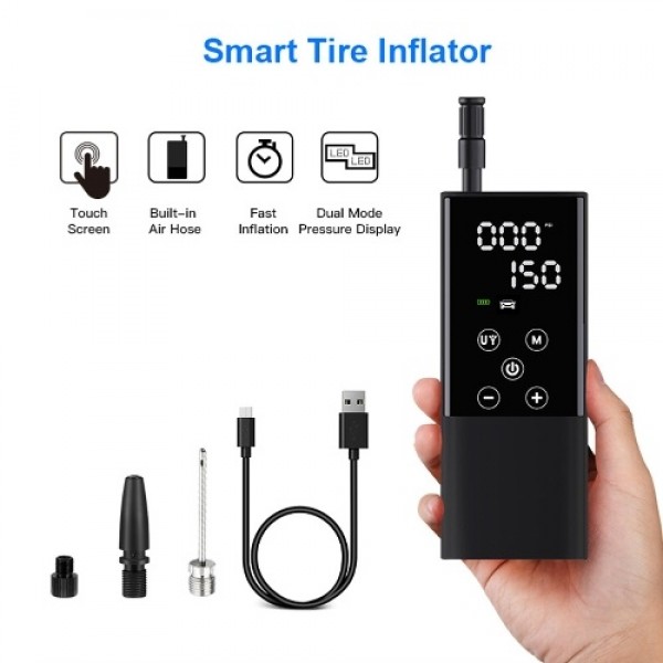 Portable Car Air Pump 150PSI Rechargeable Air Compressor Touchscreen Electric Tire Inflator with LED Light Pressure Detection Au