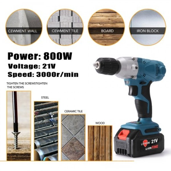 800W 21V  Multi-function 2 In 1 Electric Drill Polishing Machine Handheld Portable Polishing Machine Stepless Variable Speed Fun