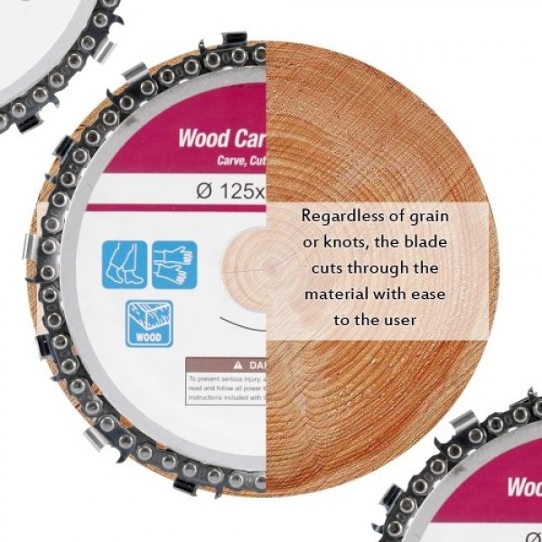 5 Inch 14 Teeth Grinder Chain Disc 22mm Arbor Woodworking Carving Disc for 125mm Angle Grinder and Circular Saw