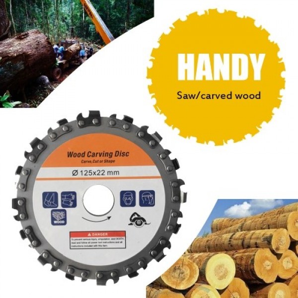 125mm 16 Tooth Stainless Steel Grinding Machine Woodworking Disc Grooving Machine Chains Disc Wood Carving Cutting Disc for 5 In