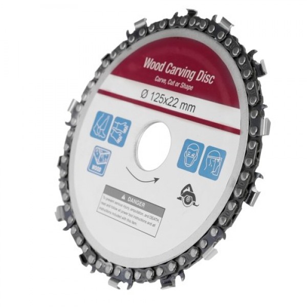 5 Inch 14 Teeth Grinder Chain Disc 22mm Arbor Woodworking Carving Disc for 125mm Angle Grinder and Circular Saw