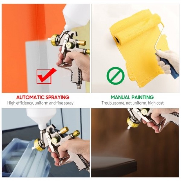 LVLP 1.8mm Air Spray Gun Kit 600cc Fluid Cup Gravity Feed Air Paint Sprayer Mini Handheld 360-degree Paint Spraying Gun for Car 