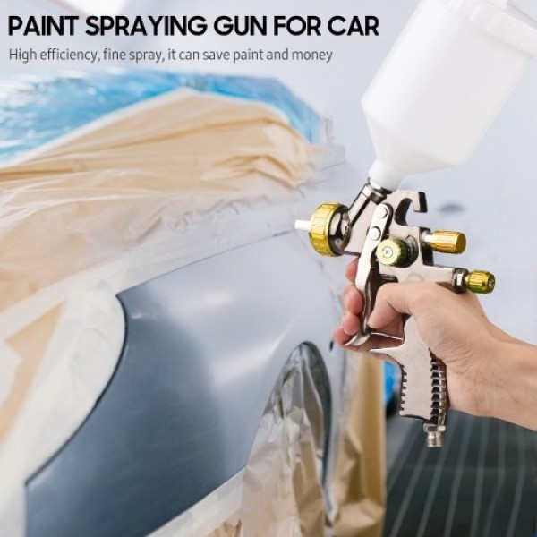 LVLP 1.8mm Air Spray Gun Kit 600cc Fluid Cup Gravity Feed Air Paint Sprayer Mini Handheld 360-degree Paint Spraying Gun for Car 